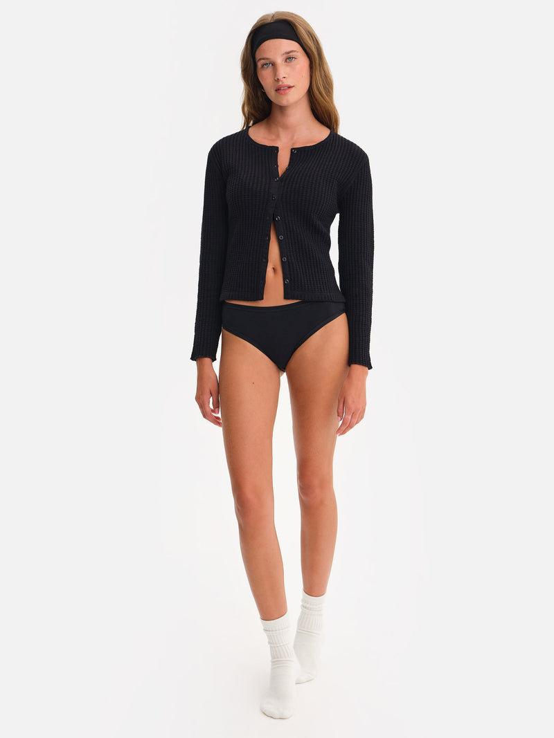 Organic Waffle Crew Cardigan
